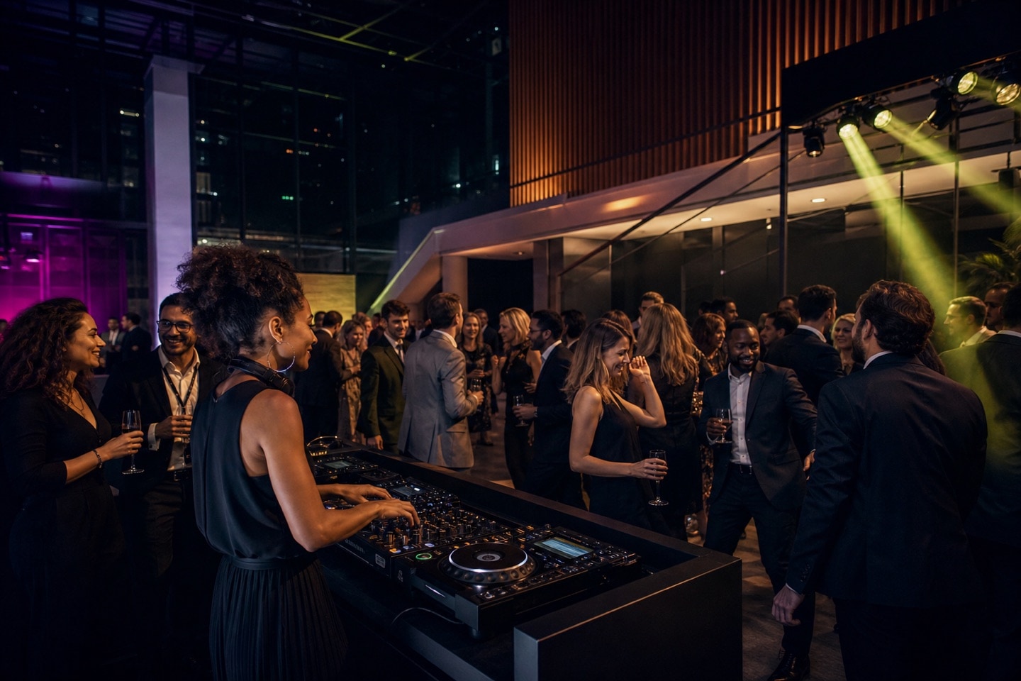 DJ spelar för gäster under ett företagsevent